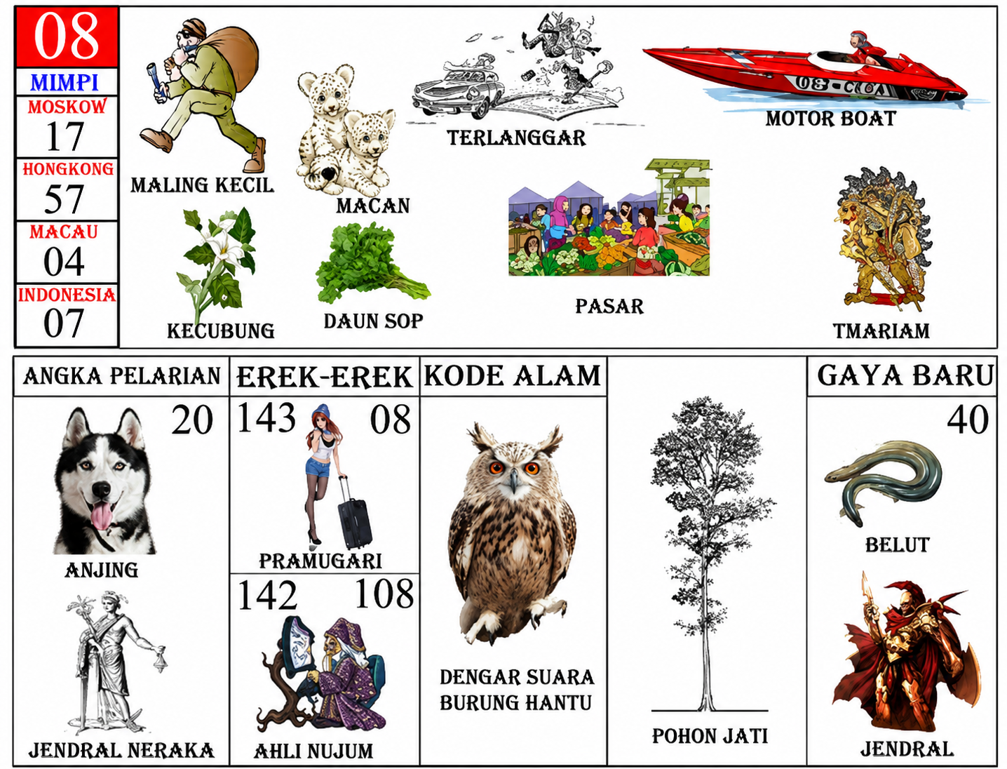 Buku Mimpi 2D Bergambar Nomor 08 Lengkap
